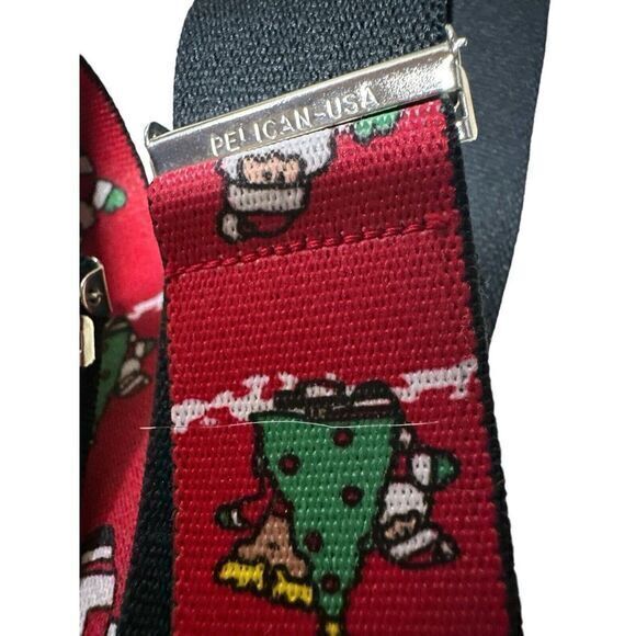 Vintage‎ Pelican USA  Christmas Suspenders Santa Christmas Tree Red Adjustable - Picture 4 of 7